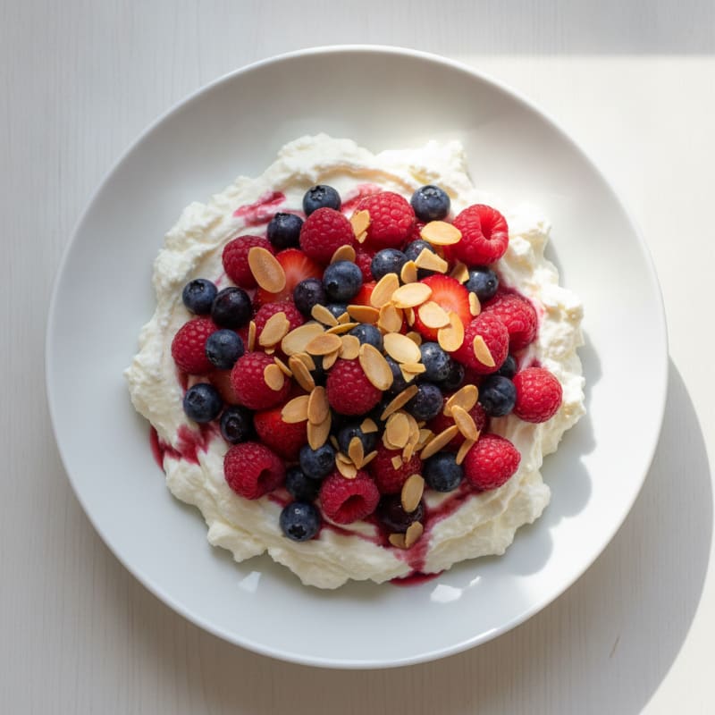 Greek Yogurt Protein Pudding with Mixed Berries