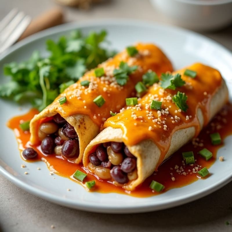 Baked Chicken and Black Bean Enchiladas with Green Chile Sauce