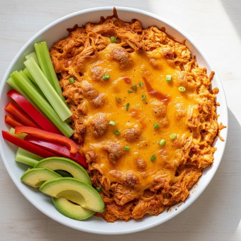 Creamy Buffalo Chicken Dip Bake