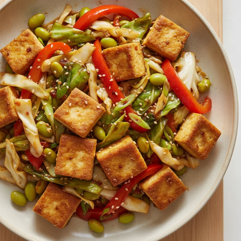 Ginger-Garlic Tofu and Cabbage Stir-Fry