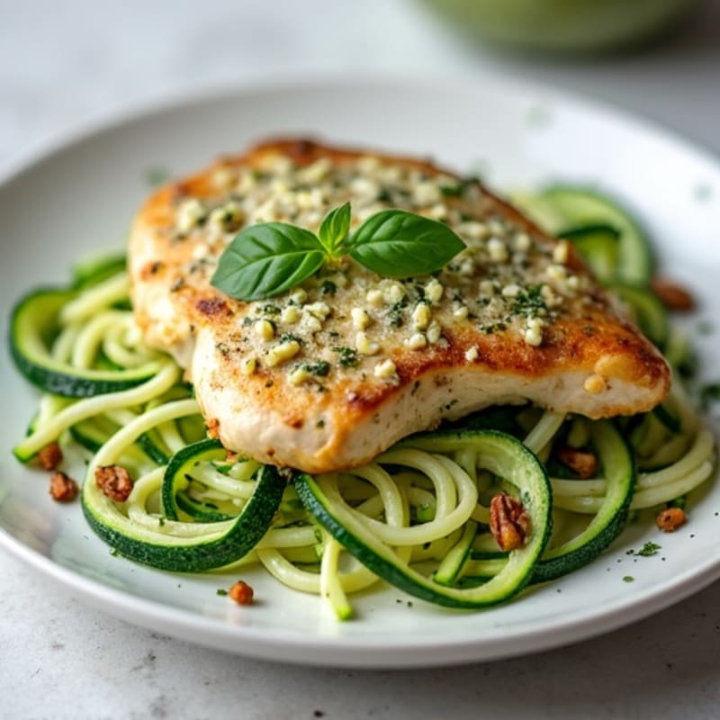 Creamy Pesto Chicken with Zucchini Noodles