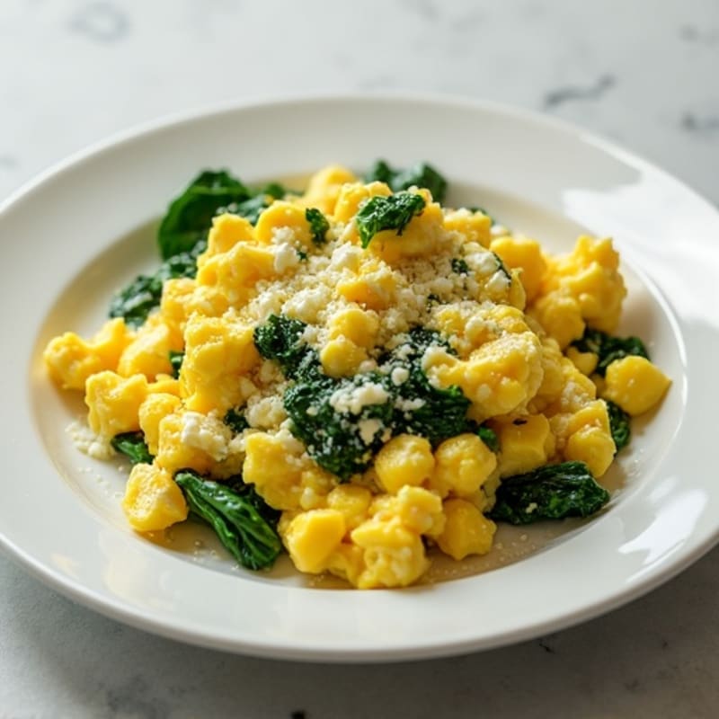 Scrambled Eggs with Spinach and Cottage Cheese