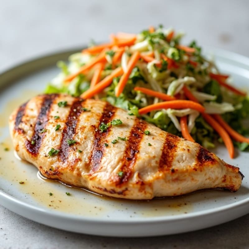 Grilled Chicken Breast with Crunchy Cabbage Slaw