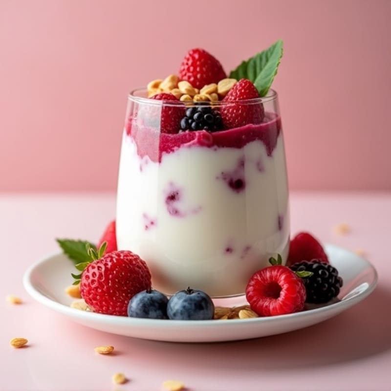 Greek Yogurt Protein Parfait with Mixed Berries and Almonds
