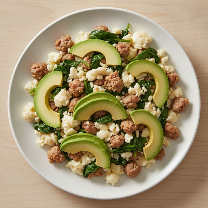 Egg White and Turkey Sausage Scramble with Spinach