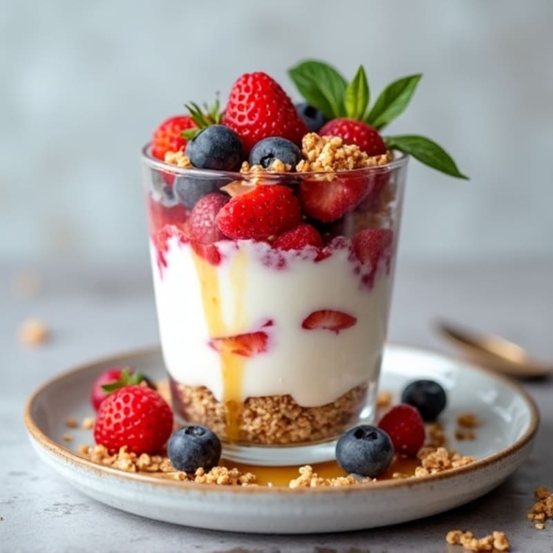 Greek Yogurt Protein Parfait with Mixed Berries