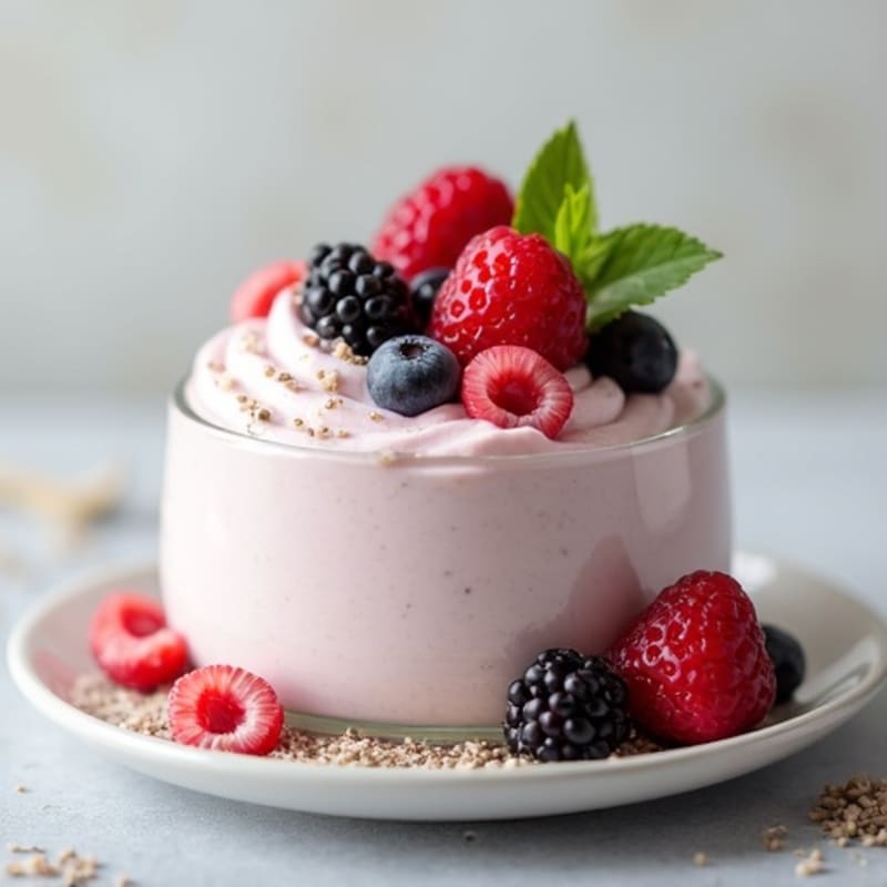 Silky Vanilla Greek Yogurt Protein Mousse with Mixed Berries