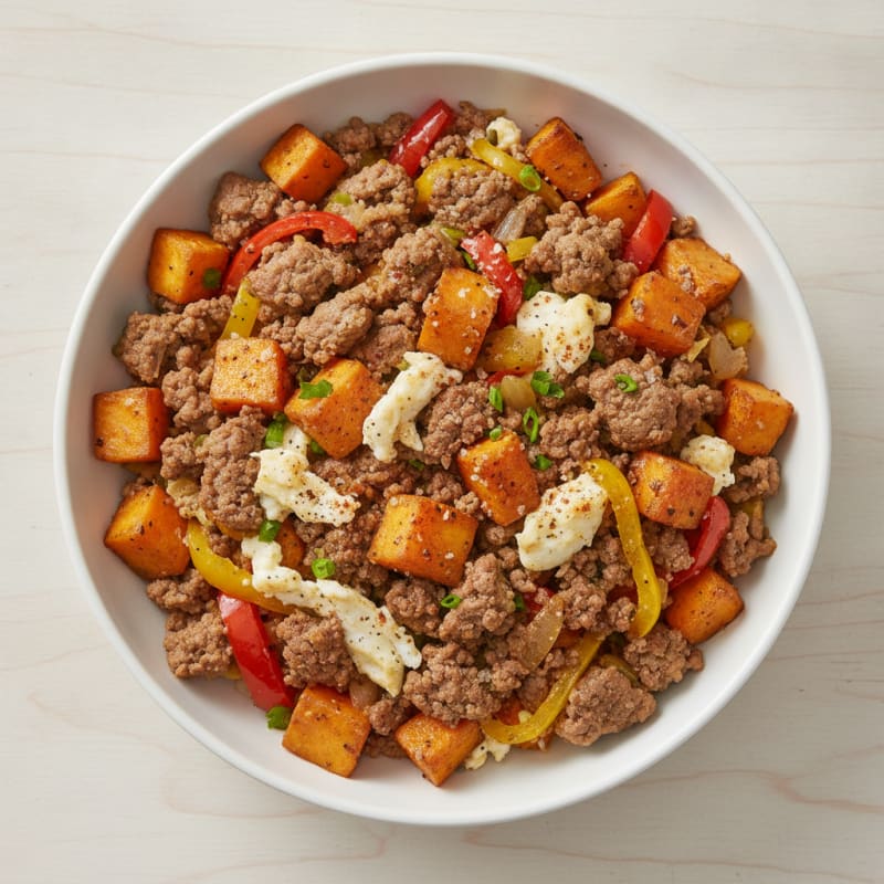 Ground Beef and Sweet Potato Hash