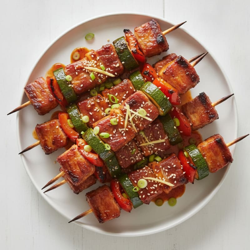 Spicy Gochujang Pork Belly Skewers