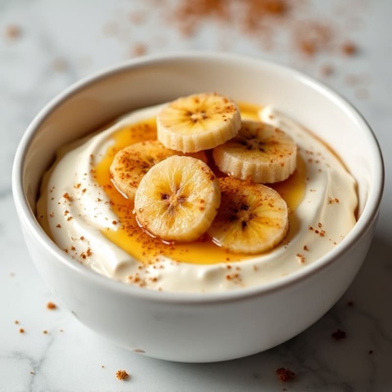 Creamy Protein Yogurt Bowl with Warm Spiced Caramelized Bananas