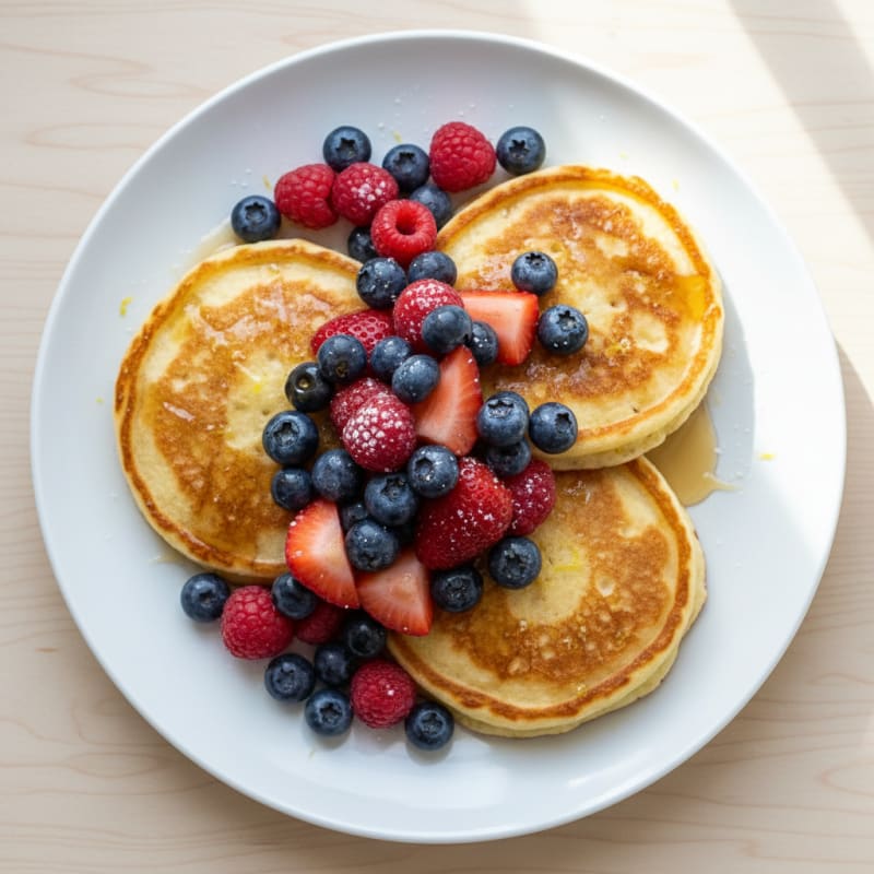 Fluffy Lemon Ricotta Pancakes with Berries