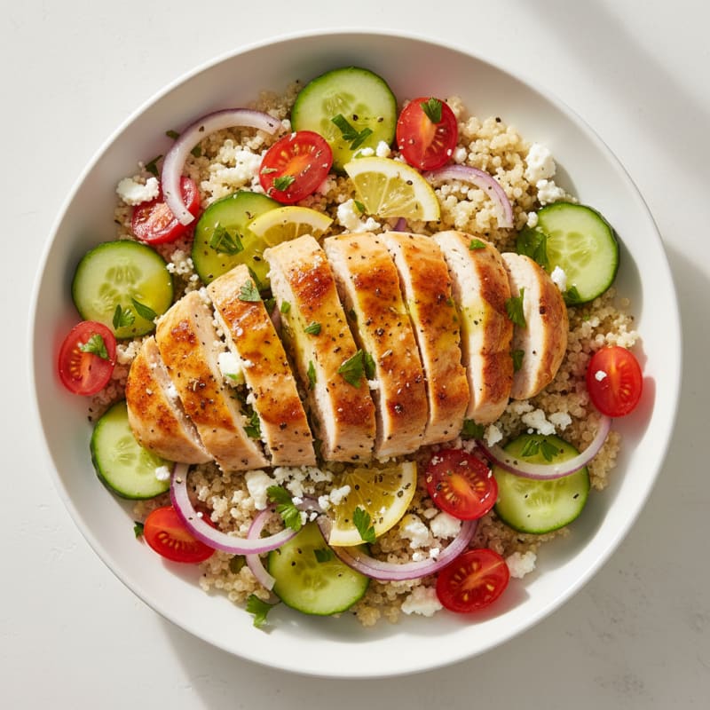 Lemon-Herb Greek Chicken and Quinoa Bowl
