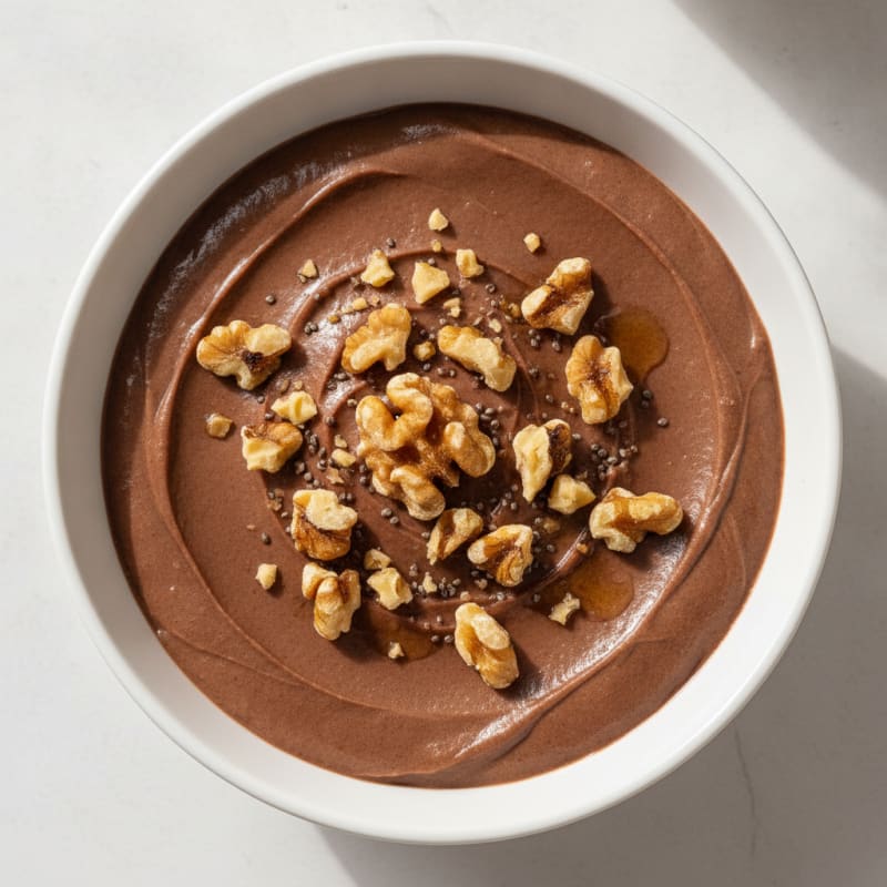 Silky Chocolate Protein Pudding with Chopped Walnuts