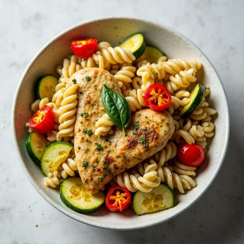 Chicken Pesto Pasta with Roasted Vegetables