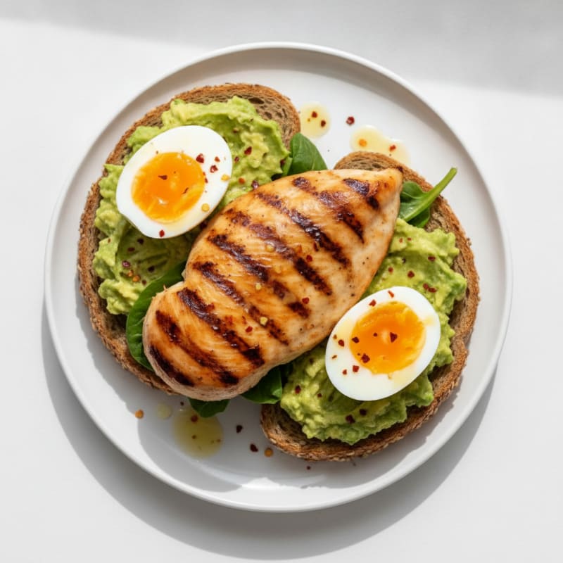 Grilled Chicken Breast with Avocado Toast