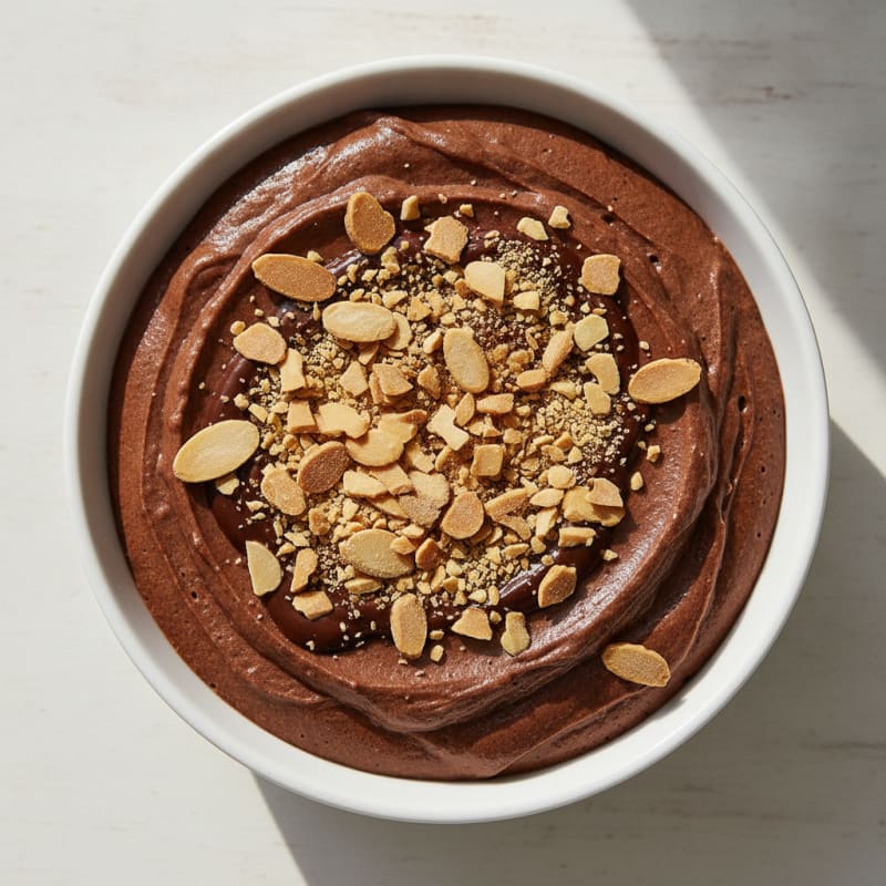Silky Chocolate Protein Pudding with Almond Crunch