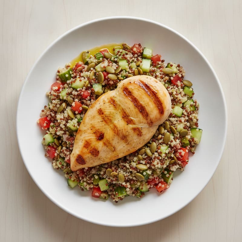 Grilled Chicken Breast with Crunchy Quinoa Salad