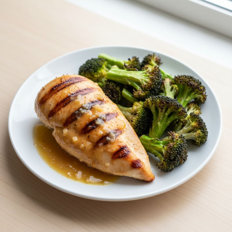 Grilled Lemon Garlic Chicken Breast with Roasted Broccoli