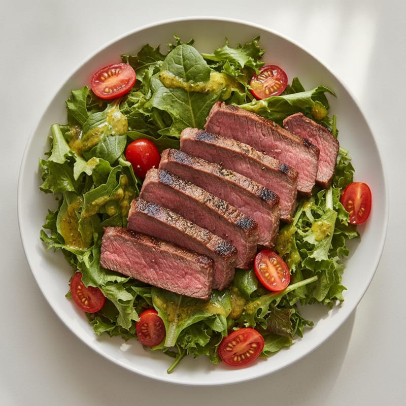 Grilled Steak Salad with Mixed Greens and Cherry Tomatoes