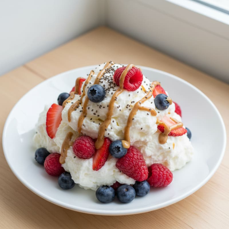 Greek Yogurt Protein Mousse with Mixed Berries