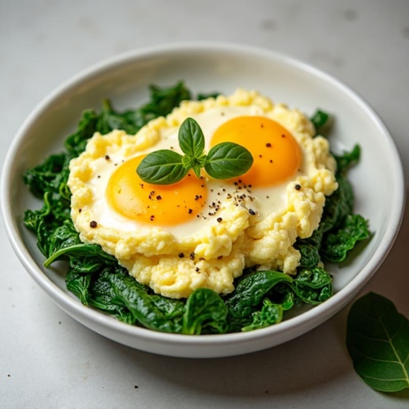 Fluffy Scrambled Eggs with Spinach and Feta