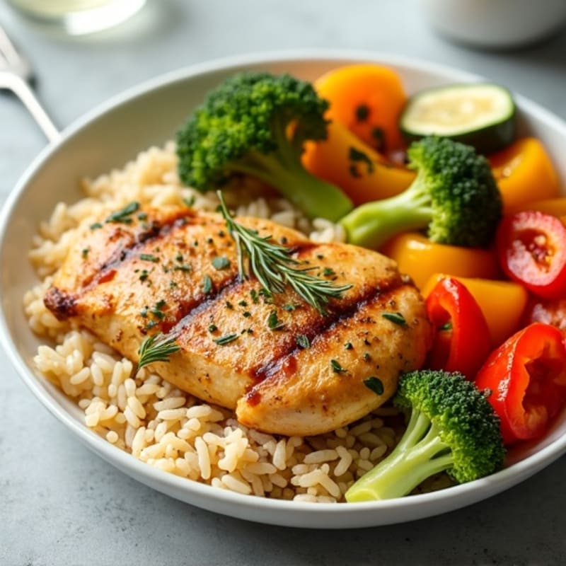 Sheet Pan Lemon Herb Chicken and Rice with Roasted Vegetables