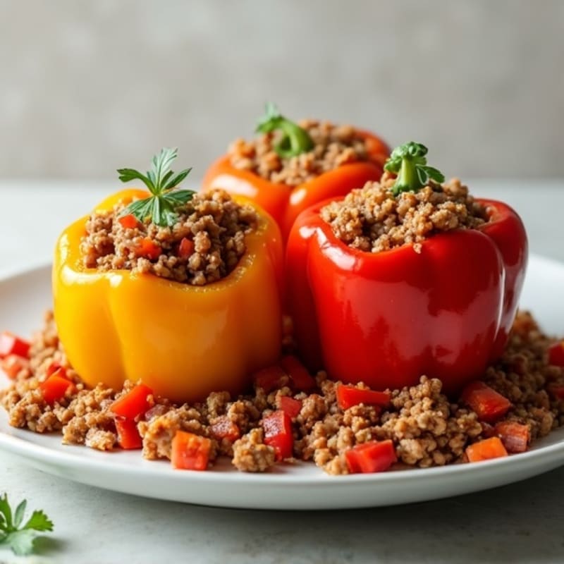 Hearty Lean Ground Beef and Turkey Stuffed Bell Peppers
