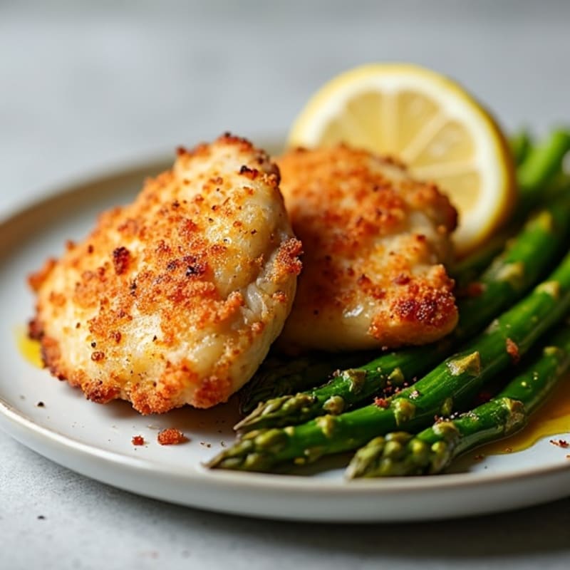 Crispy Baked Chicken Thighs with Roasted Asparagus