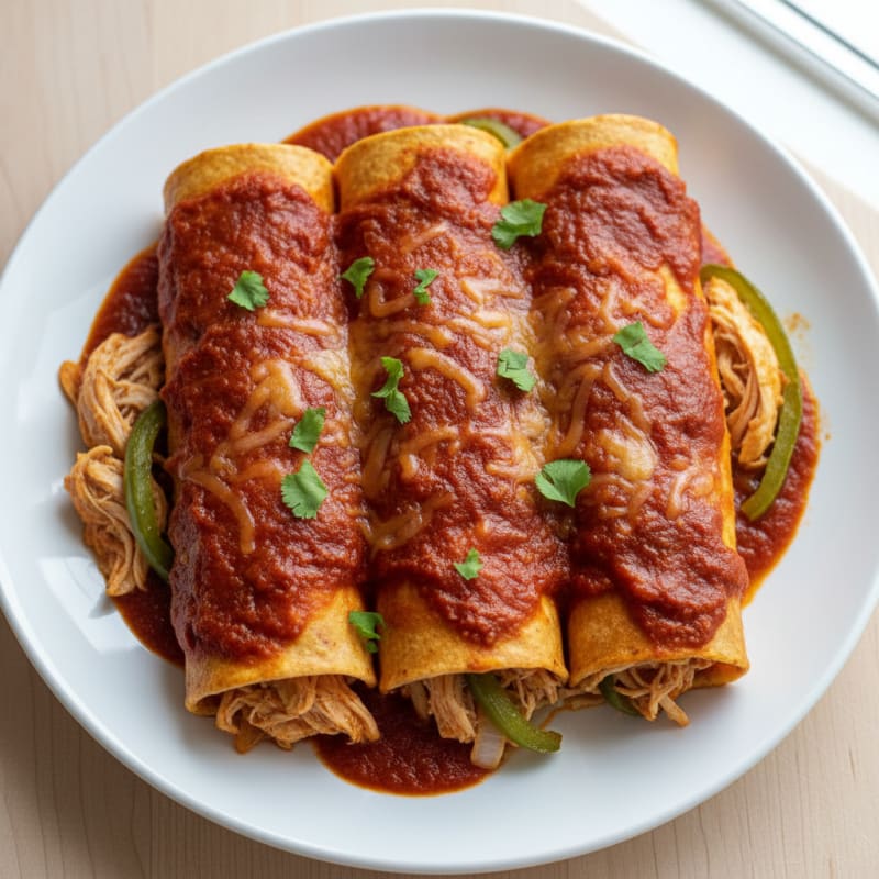 Chicken Enchiladas with Red Chili Sauce