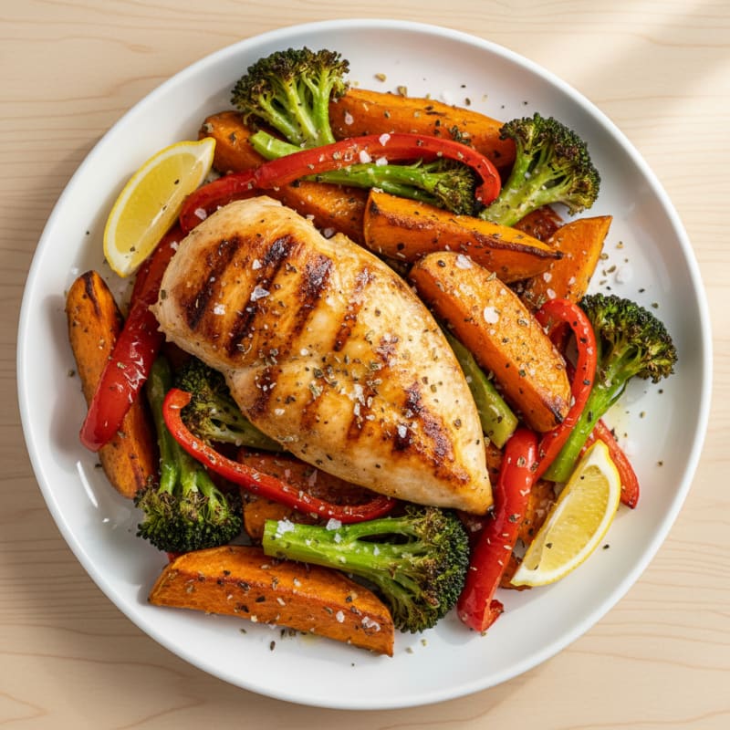 Golden Pan-Seared Chicken with Roasted Vegetables