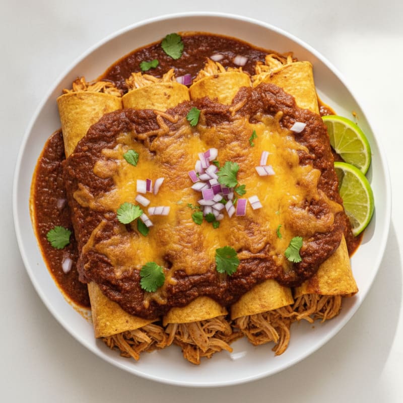 Chicken Enchiladas with Ancho Chili Sauce