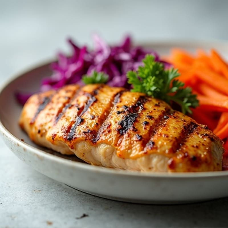 Grilled Chicken Breast with Crunchy Cabbage Slaw