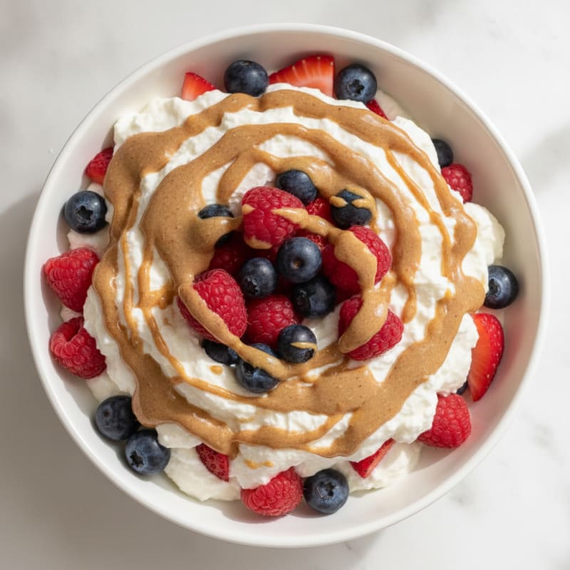 Greek Yogurt Protein Parfait with Mixed Berries and Almond Butter