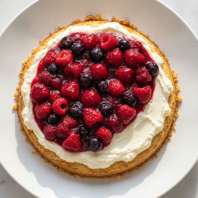 Greek Yogurt Protein Cheesecake with Mixed Berries