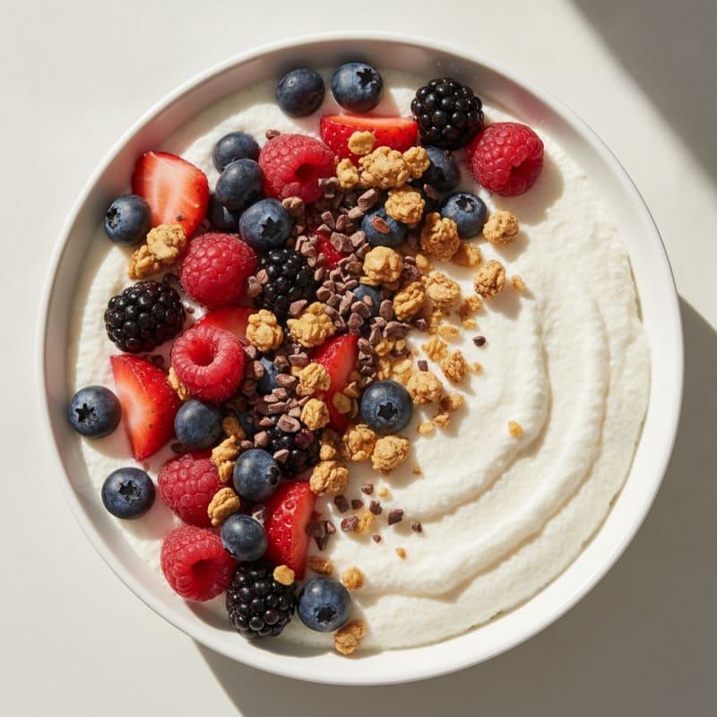 Silky Greek Yogurt Protein Mousse with Mixed Berries