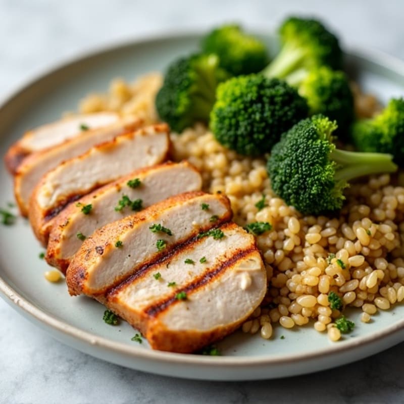 Grilled Turkey Breast with Roasted Broccoli and Quinoa