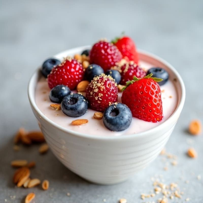 Greek Yogurt Protein Mousse with Mixed Berries