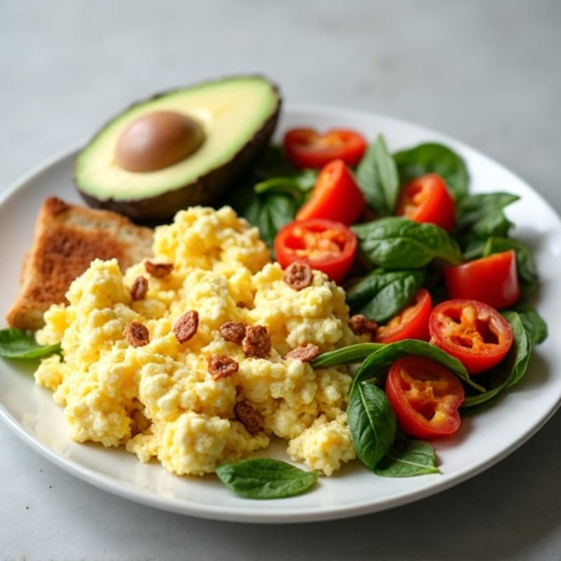Egg White Scramble with Turkey Sausage and Cottage Cheese
