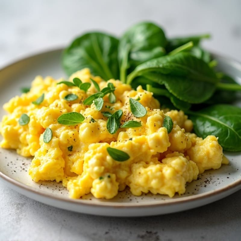 Creamy Avocado Scrambled Eggs with Fresh Spinach