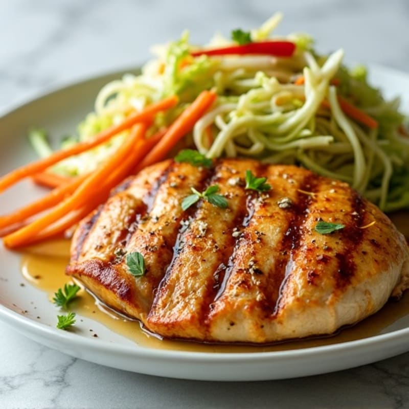 Grilled Chicken Breast with Crunchy Cabbage Slaw