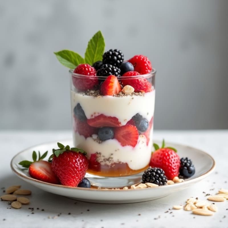 Greek Yogurt Protein Parfait with Mixed Berries