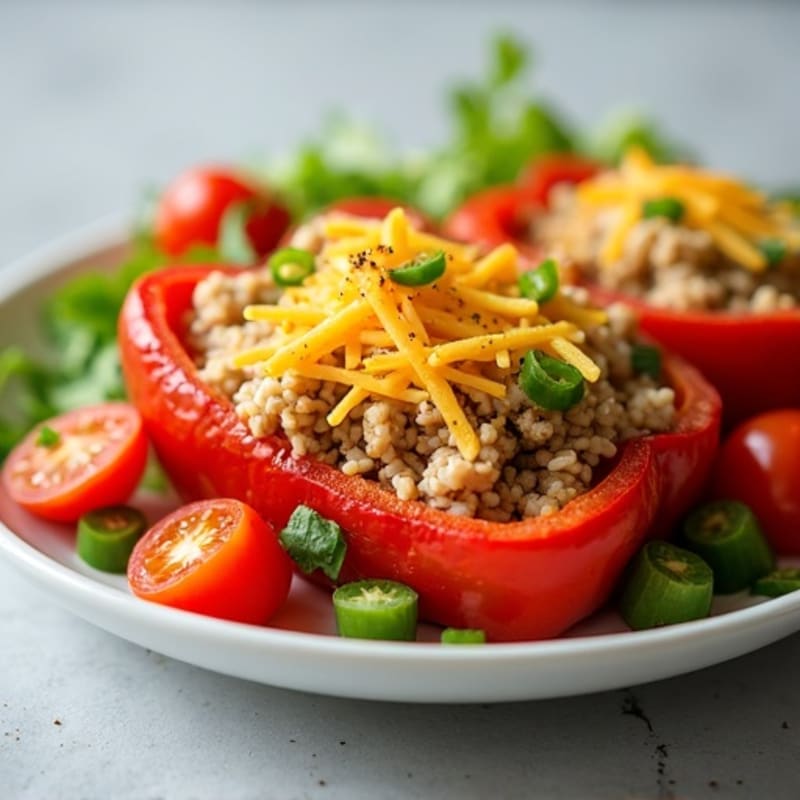 Roasted Lean Ground Turkey Stuffed Bell Peppers