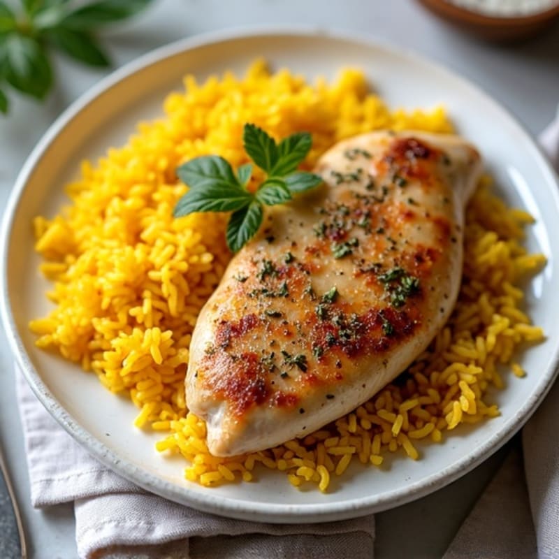 One-Pan Herb Chicken and Fluffy Yellow Rice