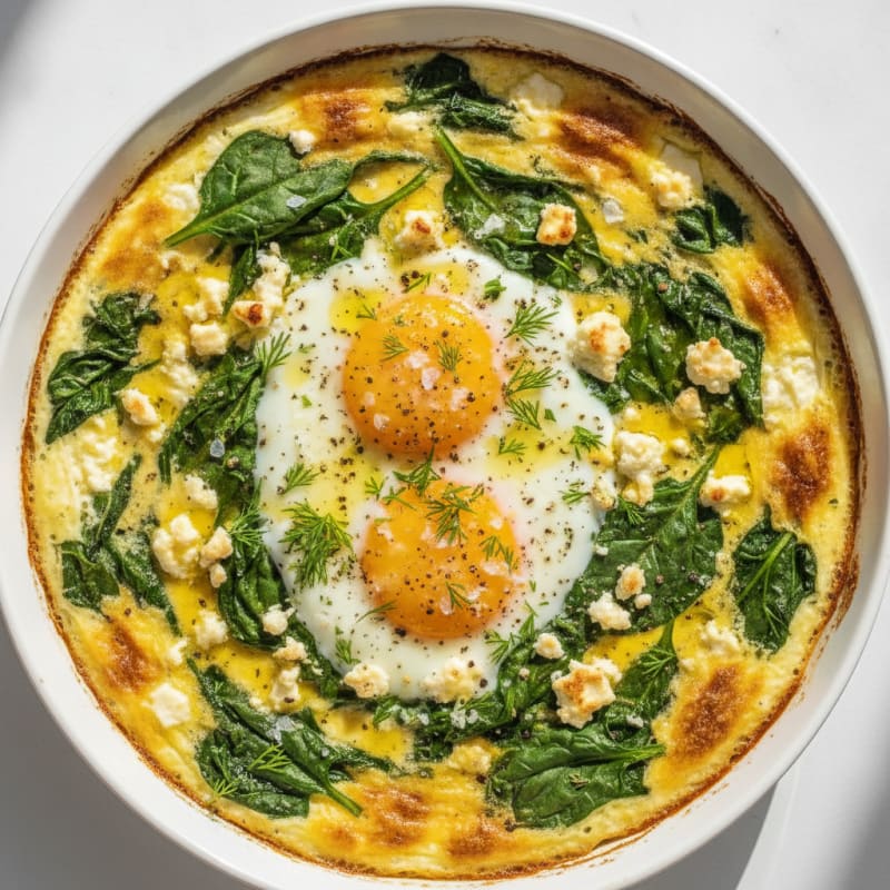 Baked Eggs with Spinach and Feta