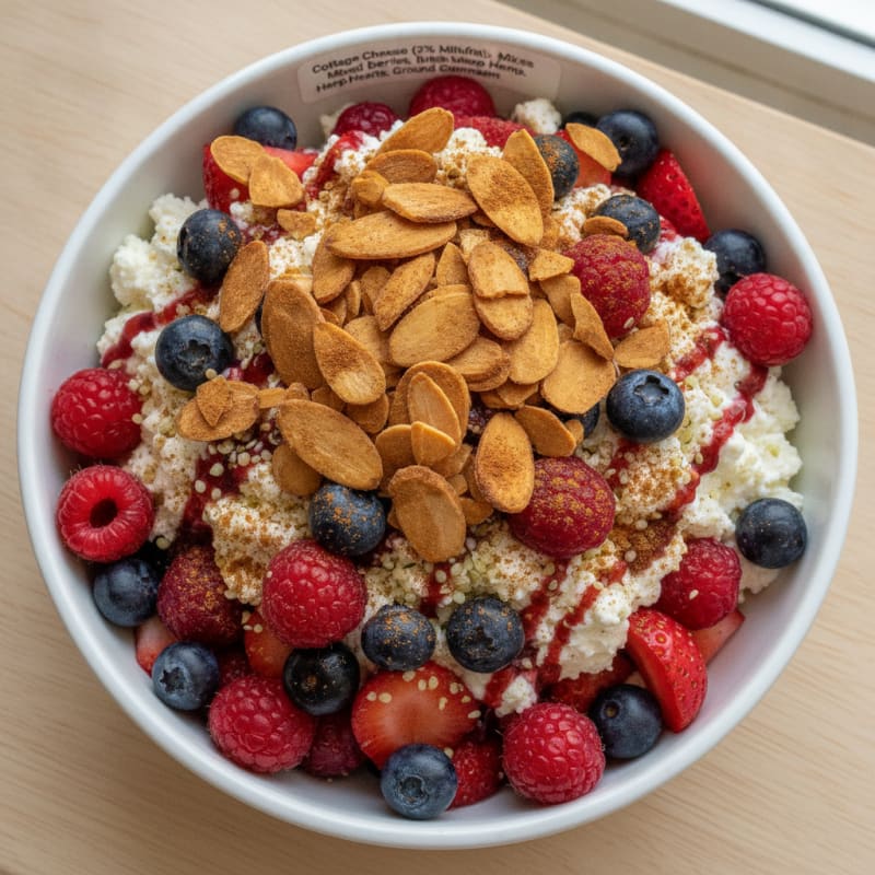 Cottage Cheese and Berry Protein Parfait with Almonds