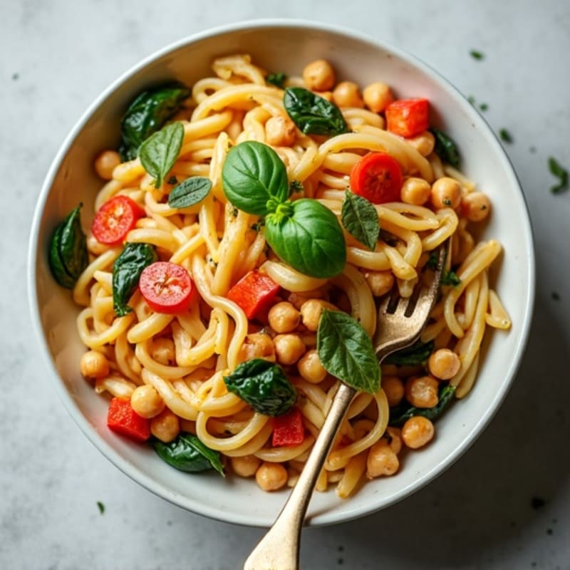 Creamy Vegan Pasta with Roasted Vegetables and Fresh Herbs