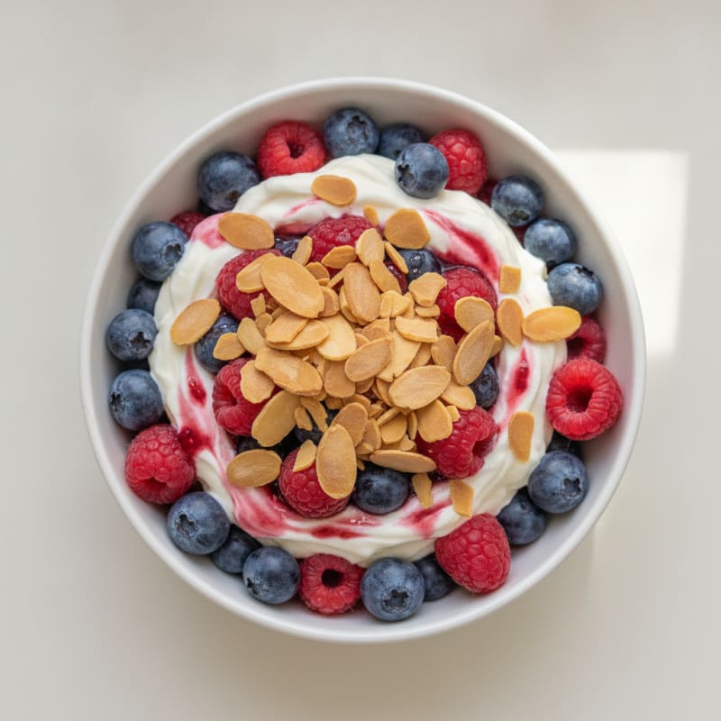Creamy Greek Yogurt Protein Parfait with Almonds and Berries