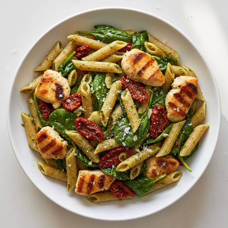 Pesto Chicken Pasta with Sun-Dried Tomatoes