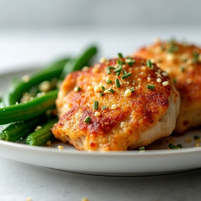 Crispy Pan-Seared Chicken Thighs with Garlicky Green Beans