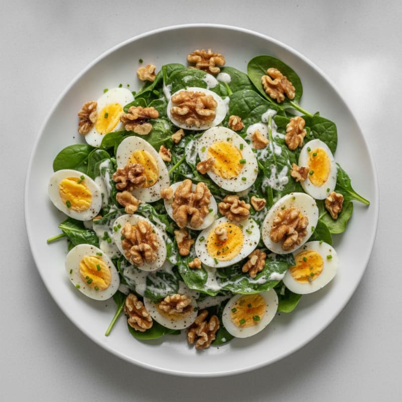 Spinach Egg Salad with Toasted Walnuts